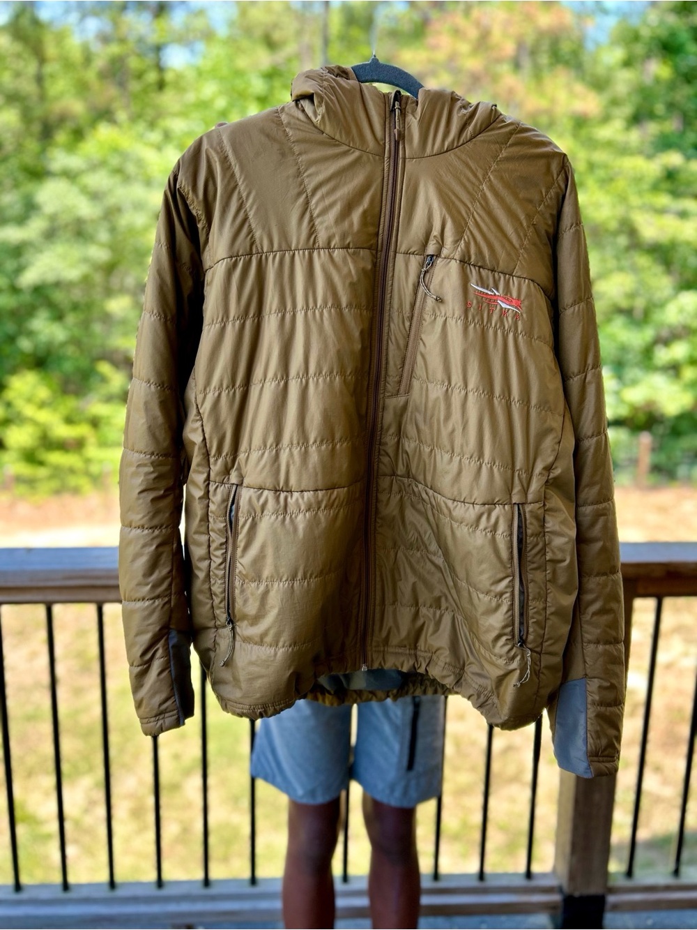 Men's Hooded Puffer Jacket - Olive Brown